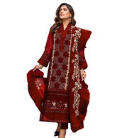 Maroon Embroidered Winter Linen Suit