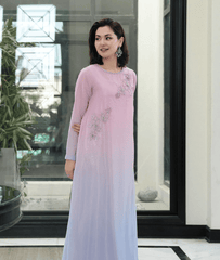 Pastel Ombre Embellished Maxi Dress