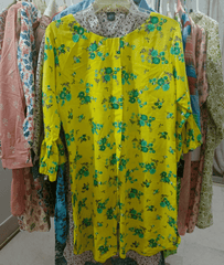 Kishwer Zainab – Sunshine Yellow Floral Kurti