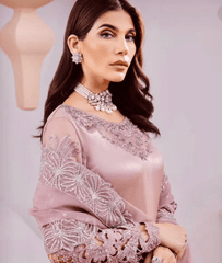 Mauve Embroidered Chiffon Suit