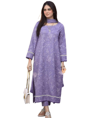 Lavender Printed Dhanak Suit