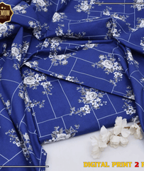 Royal Blue Floral Digital Printed Khaddar